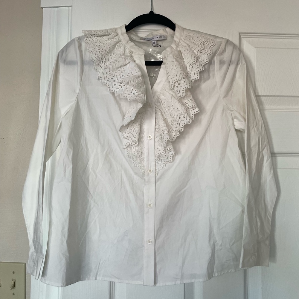 English Factory Ivory Lace button down blouse